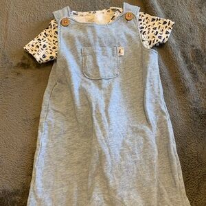 Carter's White and Blue Baby short overalls